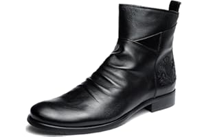 SENELK Herren Stiefel Chelsea Boots Lederstiefel Mit Doppeltem Seitlichem Reißverschluss rutschfeste Stiefel