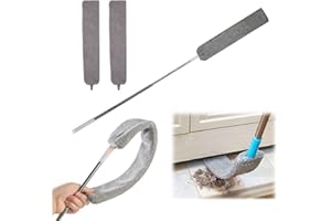 YWNYT Nettoyeur à poussière rétractable en microfibre, brosse à poussière télescopique lavable pour humide et sec, outils de nettoyage sous appareil pour canapé, lit, meubles