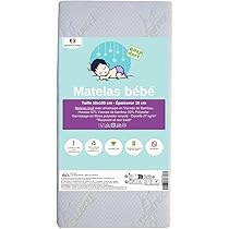 Easy Dort Matelas Bébé 70x100 Cm | Berceau Ou Lit Bébé | Épaisseur 10 Cm | Fabriqué En France | Été & Hiver | Double Face | Très Confortable | Housse En Bambou | Blanc