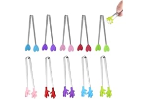 VIMMVID 10 mini pinze per zucchero, accessori multifunzionali, accessori per bar, accessori per finger food, pinzette antiscivolo per bambini, pinze da portata per barbecue, dolci cubetti di ghiaccio insalata