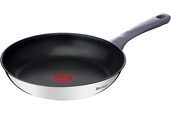 Tefal Daily Cook - Sartén de 24 cm, Apto inducción, antiadherente, revestimiento titanio, Thermo-signal, sin PFOA, apto lavavajillas y horno, acero inoxidable