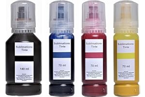 INKPRO Kit d'encre de sublimation 350 ml compatible avec Epson Ecotank 104 pour EcoTank 1810, 2710, 2711, 2712, 2714, 2715, 2720, 2721, 2726, 2810, 2811, 2812, 2814, 2815, 2820, 2821, 2825, 2826, 4700, 4800