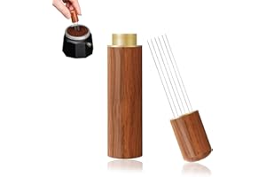 Cimown Mieszadło do kawy - mieszadło do kawy do espresso - igła do dystrybutora kawy - Dystrybutor igieł ze stali nierdzewnej - uchwyt z naturalnego drewna narzędzie do mieszania kawy