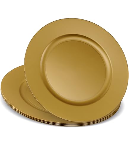 CHATEAU Gold Floral Charger Plates - Set Of 6, 13-Inch Elegant Dinnerware Accents For Weddings & Parties - View #5