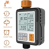 Kazeila Water Timer Digital Programmable Garden Lawn Tap Computer Hose Faucet Sprinkler Timer Irrigation System Controller/Child Lock Mode/Auto&Manual Mode/Rain Delay/3”Large Screen/IP65 Waterproof