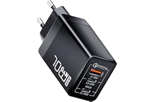 OBLITZON 70W USB C Chargeur Rapide, PD 3.0 GaN, 3 Ports Adaptateur Type C pour MacBook Pro/Air, Dell XPS 15, iPhone 15/14/13, iPad Pro, Google Pixel, Samsung Galaxy S23/S22/S21/Note, Steam Deck, Switch