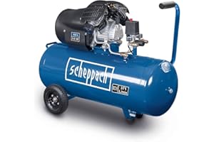 Scheppach Compresseur d’air HC120DC – 230 V – 2200 W / 3,0 PS – Pression 10 bar – Cuve de 100 L – Débit d’aspiration 371 L/min – Double cylindre – Manomètre intégré – Réducteur de pression
