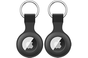 Oumida 2 Pièces Étuis pour Apple AirTag 2021, Coque de Protection pour Airtag avec Porte Clés, Léger et Anti-Rayures, Noir+Noir