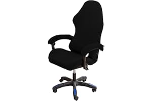 LIFEDX Funda Gaming Elástica 4 Piezas, Funda Silla Gamer Ergonómica Universal, Negro
