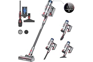 Vistefly V15 Aspirapolvere Senza Fili 40000Pa 500W, Scopa Elettrica senza Fili Potente con Touchscreen Autonomia Fino a 60 Minuti per Pavimento Tenda Tappeti Peli Animali