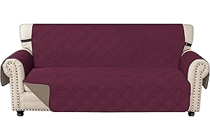 Ystyle Funda Sofa 3 Plazas, Fundas para Sofa Reversible, Cubre Sofa Antideslizante, Protector Sofa Antimanchas Lavable, Sofa Cover Antiarañazos Anti Gatos, Fundas Sofa, Burdeos + Café Claro