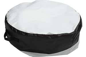 INFINAUTO Tire Cover, Large Size 100cm Diameter 57cm Height Light Vehicle Tire Totes 420D Oxford Fabric Black Light Gray, 1 Pc