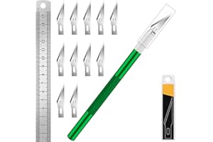 Artcut Cutter Di Precisione 12 Pz Taglierino Di Precisione, 1 Pz Bisturi con 10 Lame Taglierino, 1 Righello, Bisturi Modellismo Taglierino Mini Cutter, Bisturi per Pane (Verde)