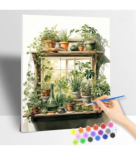 WOWDECOR Malen Nach Zahlen Kit Für Erwachsene – Löwenzahn & Vase, 40x50 Cm Leinwand Mit Rahmen, Inkl. Farben & Pinsel
