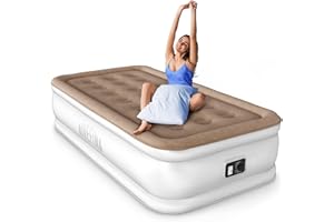 Airefina Colchon Hinchable Indivudual, 99 x 190 x 40 cm Colchón Inflable con Bomba Integrada, Hinchado Rápido en 2 Minutos, Cama Hinchable Hndividual para Camping y Mudanza Familiar