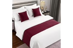 AMBERIS Bed Runner Red, Imitation Linen Decorative Bed Scarf for Home Hotel