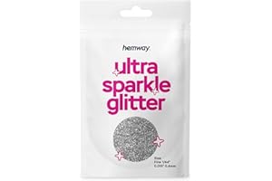 Hemway Premium Ultra Sparkle Glitter Multi Purpose Metallic Flake for Arts Crafts Nails Cosmetics Resin Festival Face Hair - Silver - Fine (1/64" 0.015" 0.4mm) 10g / 0.35oz Sample