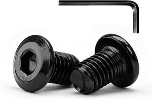 M4 x 12 mm, 10 st sexkantskruvar med platt huvud, i rostfritt stål A2 V2A, svart oxiderad (med skiftnyckel)