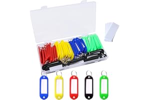 Hanyousheng 50 Piezas Llaveros, Llaveros Plastico con Etiqueta, Identificador de Llaves, Etiquetas Llaves, para llaves, mascotas, equipaje y etiquetas de memoria, 5 colores