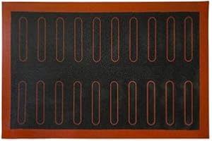 VENUS VALINK 18/20/44 Éclair Pastelería Antiadherente Silicona Tapete Horneado Forro Hoja Macaron Galleta Pastel Pan Molde para Accesorios Confitería Herramientas, Fuente de Horno Tapete, Hogaza - Negro, 20 Eclair