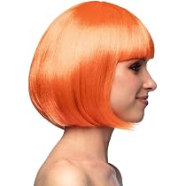 Déguisement Perruque + Barbe Orange Punk Rock Années 80 - 2 Pièces Pour Homme, Costume Fête Carnaval