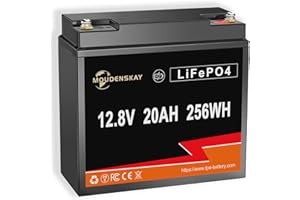 MOUDENSKAY Batterie lithium 12V 20Ah LiFePO4 Batterie au lithium 12V,batterie au lithium-fer-phosphate,avec plus de 4000+ cycles profonds et protection BMS pour Alimentation de secours,Marine et