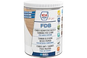 Ica For You FDB00 - Fondo Riempitivo Alta Copertura Blocca Tannino All'Acqua per Legno, Vernice per Interni e Esterni, Bianco, 0.75 L - FDB00-0075