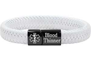 Oneress Medical Alert Cuff-armband för män och kvinnor, svart spänne i rostfritt stål Emergency ID Armband, PU-läder hälsoinf