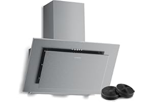 Klarstein Athena Kopffreihaube - 60 cm Abzugshaube, 404 m³/h, A+++ Energieeffizienz, LED-Beleuchtung, 3 Stufen & Boost, Umluft & Abluft, leise, modernes Design, dunstabzugshaube, Edelstahl