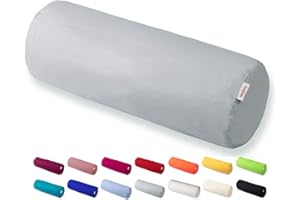 ‎BETIES beties Basic Nackenrollenbezug ca. 15x40 cm Kissenhülle 100% Baumwolle in vielen fröhlichen Uni-Farben (grau)