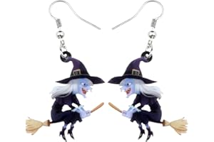 NEWEI Cute Acrylic Halloween Witch Pumpkin Earrings Big Long Dangle Drop For Women Girl Festival Jewelry Gifts Charm