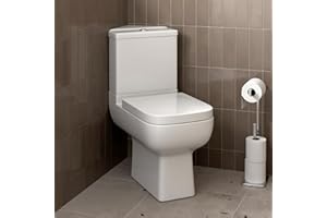 Affine® Amelie Modern Bathroom Cloakroom Close Coupled Corner Toilet Short Projection WC Toilets Soft Close Seat Dual Flush Cistern Square Pan, White Gloss