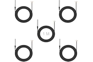 Temperature Sensor 1 m Temperature Cable, ENOPYO Digital Stainless Steel Waterproof Probe Temperature Sensor Applicable for Shelly Temperature Sensor, Arduino and Raspberry Pi, Includes Ebook (Pack of