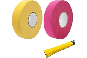 Eterspr 2 Rollos Cinta de Hockey, Cinta Antideslizante para Hockey, Cinta Antideslizante Agarre，Adecuado para Palos de Hockey, Pelotas de Tenis, bádminton, Pelotas de Golf y. （Rosa roja，Amarillo