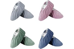 Wekuw Überzieher Schuhe, 4 Paar Verdickte überschuhe Wiederverwendbare Überschuhe Rutschfest Überschuhe Waschbar Gast Schuhüberzieher, für die Meisten Erwachsenen, Unisex (36-44, 4 Farben)