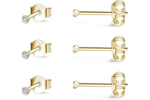 CERSLIMO Ohrstecker Gold Set Ohrringe 14K Vergoldet Rund Zirkonia Ball Creolen Rosegold Schmuck Geschke für Damen Mädchen Frauen Männer