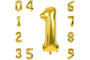 KOYIGO Gold 1 Balloons,40 Inch Numbers 0-9 Foil Balloons Birthday Party Decorations,Anniversary
