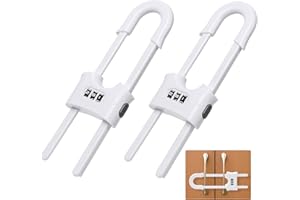 Omsscun 2 Pcs U-Shaped Cupboard Locks for Children with Password, Sliding Child Safety Cupboard Locks, Baby Proof Cupboards Lock, Baby Safety Lock for Cabinets, Drawers and Doors with Double Handles