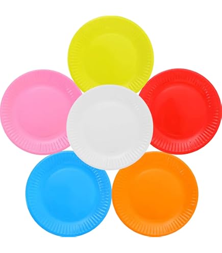 Assiettes En Papier DIY 100 Pièces - 18cm (7"), Multicolores, Biodégradables Pour Fêtes