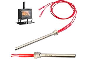 Beatific Lot de 2 bougies d'allumage 220 V 350 W pour poêle à pellets, 150 x 10 mm, en acier inoxydable, pour cheminée, poêle à granulés de bois, allume-feu, chauffage, tuyau de chauffage, cheminée,