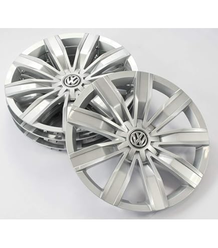 Volkswagen 10A601147BWZG wieldop (1 stuk) wielkap voor 18-inch stalen velgen, zwart/zilver