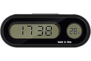 Jasfyee horloge voiture, horloge numérique intégrée noire et mini horloge thermomètre, thermomètre voiture adapté à tous les véhicules.