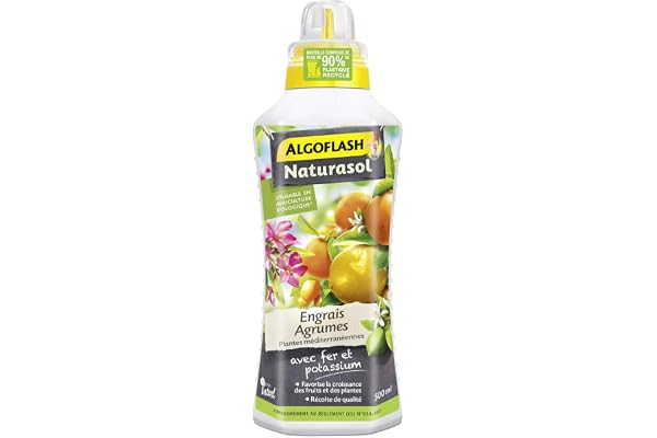 Algoflash NATURASOL Engrais Liquide Agrumes et Plantes Méditerranéennes, 500 mL, UAB, ALBIOGRU500, voir image