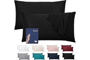 ‎VIELIT Vielit Kissenbezug 40x60 Schwarz Weich Kopfkissenbezug 40x60 2er Set Mikrofaser Kissenbezüge 40x60 Kissenhülle Für Kissen 40x60 Öko-Zertifikat Resistent Hypoallergen