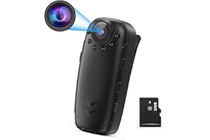 QZT Bodycam Polizia,Mini Telecamera HD 1080P Videocamere di Sorveglianza da 32 GB, Visione Notturna con Rilevamento del Movimento, Adatta per Registrazione per Bici da Esterno per Interni