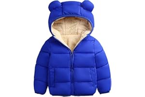 Loalirando Cappotto Bambino Unisex Invernale con Cerniera e Cappuccio in Tinta Unita, Giubbino Bimbo Carino Orecchie di Orso, Giacca Imbottita Antivento Regalo
