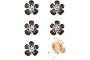 SUPERFINDINGS 6PCS Black Flower Cufflinks Camellia Button Covers Elegant Women Cuff Link Alloy Enamel Cufflinks Fashion Cuff Link Jewelry Gifts for Business Suit