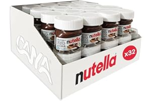 CAIYA Mini Vasetto da 25gr - Confezione da 32 Pezzi per Nutella da ogni ricorrenza (Battesimi, Comunioni, Compleanni, Confettate)