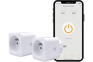 KONYKS PRISKA FR DUAL PACK Prises électriques intelligentes, Lot de 2, Contrôle Wi-FI + BT? 16A avec avec compteur de conso, programme et scénarios compatible Tuya, Alexa et Google Home, Blanc
