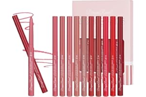 LOPHE Matita Labbra, 12 colori Set di Lip Liner, Penna per Labbra Impermeabile, Cremosa e Liscia, Non Scololorisce e Non Sbava, A Lunga Tenuta, per Contornare le Labbra, Serie Opaca A